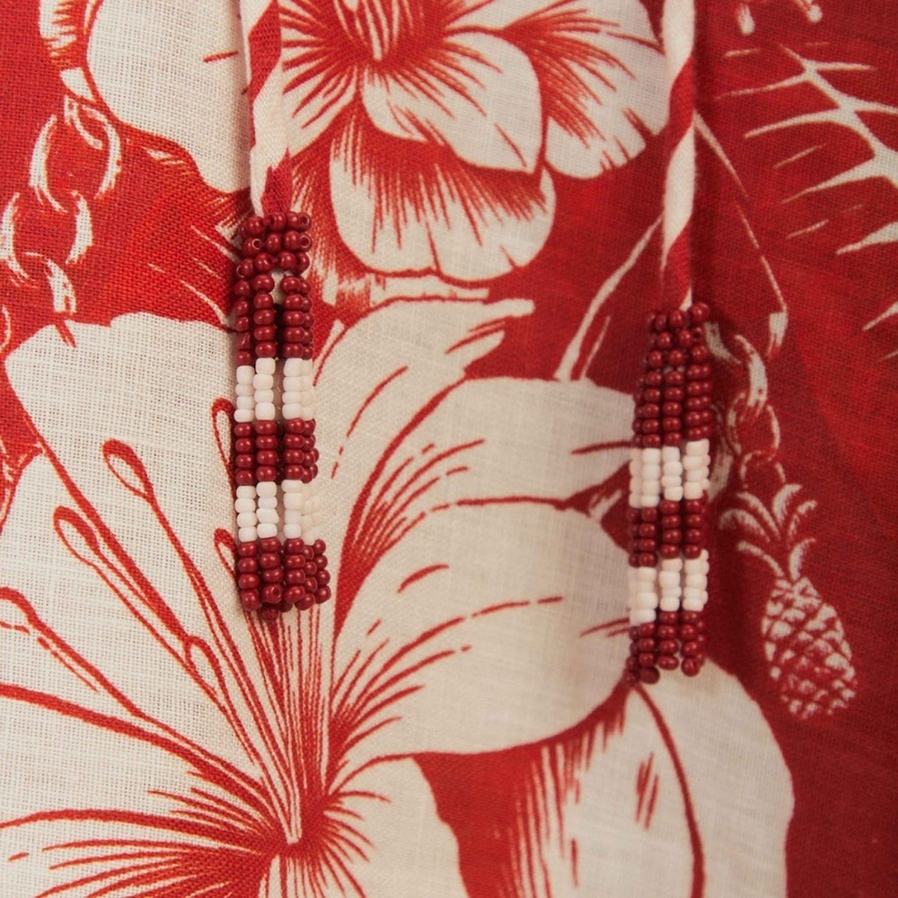 Farm Rio Red Floral Chains Stripes Midi Dress - Picture 10 of 11
